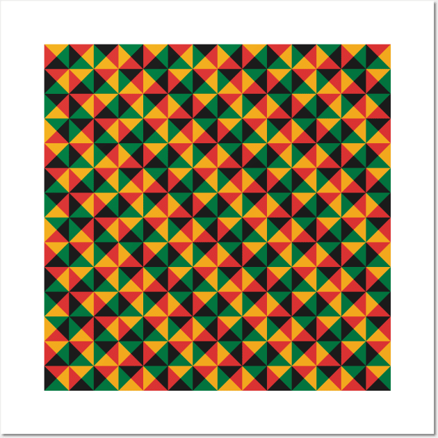 Geometric Triangle Pattern (Rasta Colours) Wall Art by John Uttley